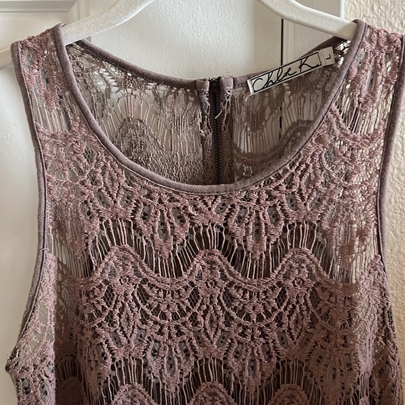 Chloe K Purple Lace Tank Size L - Picture 3 of 4